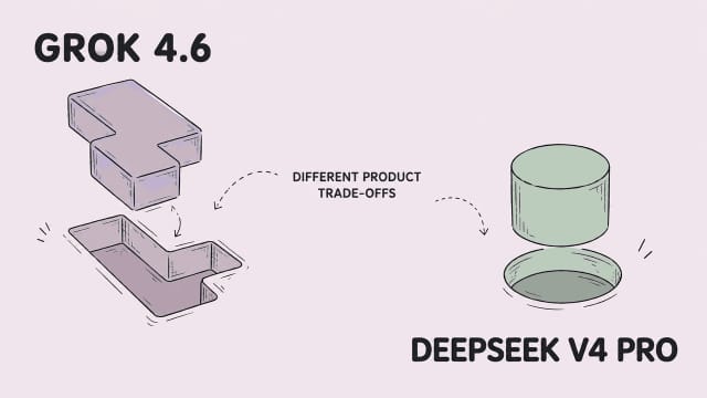 Analyze different product trade-offs and structural differences highlighted in a Grok 4.6 vs DeepSeek V4 Pro review.