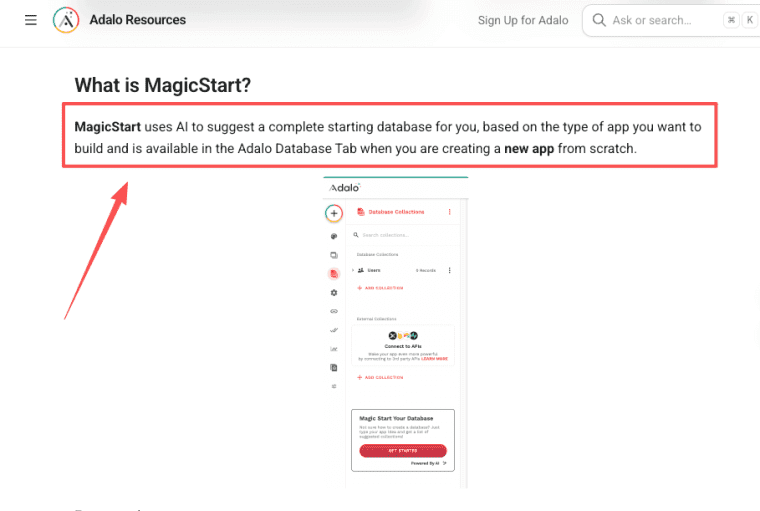 Use AI-powered features in your Adalo alternative, such as database suggestions, to quickly build new apps from scratch.