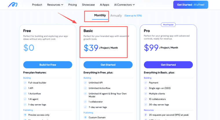 Compare monthly pricing plans for your next development tool and select the most cost-effective Momen alternative for your project.