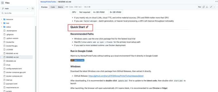Explore the powerful features available in the moneyprinterturbo github repo, designed for high-efficiency AI video generation.