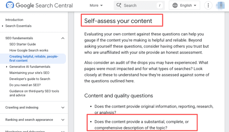 Apply Google's quality questions to your book to skill content to ensure it provides comprehensive and reliable topic descriptions.