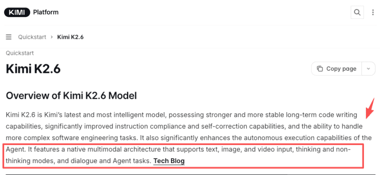 Explore the capabilities of the Kimi API K2.6 model, featuring native multimodal support for text, images, and video tasks.
