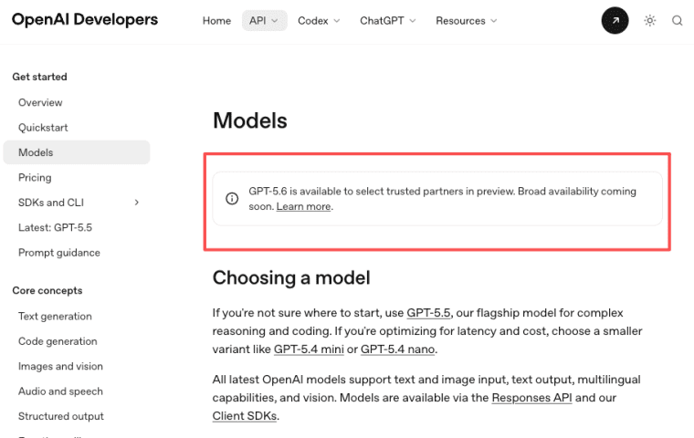 Stay informed on the latest AI developments, including the current preview status of GPT-5.6 for select trusted partners and developers.