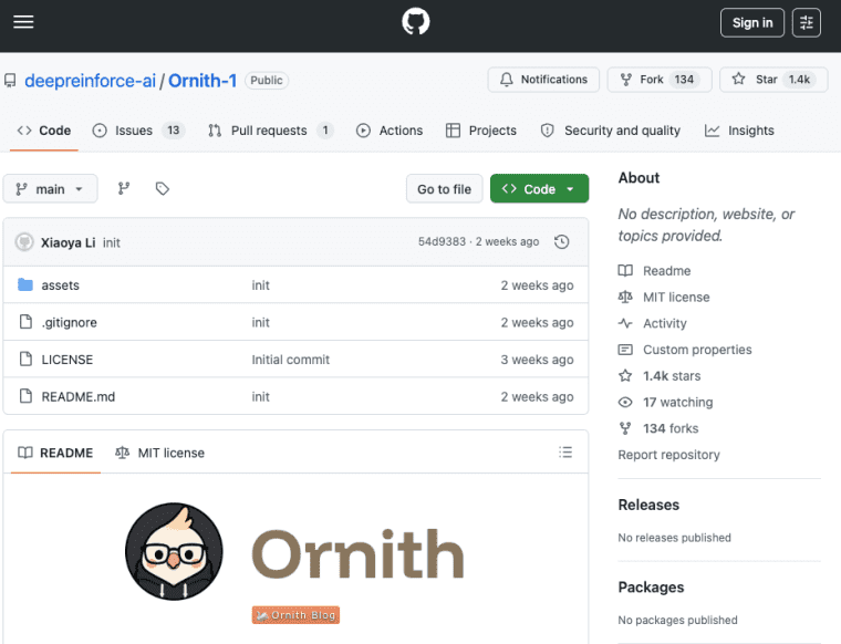 View the open-source MIT licensed repository for Ornith-1.0, the primary hub for agentic coding and AI software engineering.