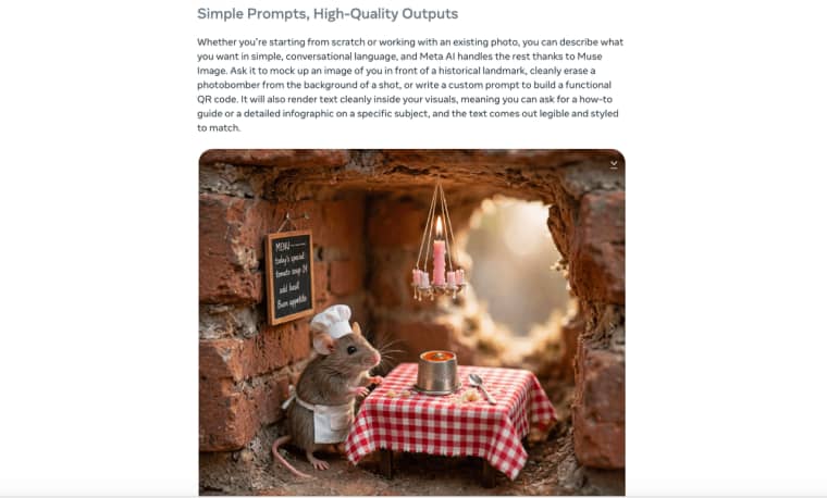 Use simple conversational prompts in Muse Image to generate high-quality, legible text and detailed visuals for any subject.