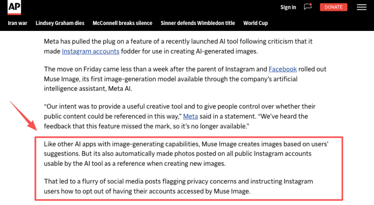 Meta removes a controversial Muse Image feature following public feedback regarding privacy and user content access.