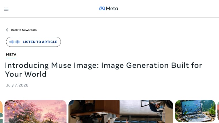 Discover Muse Image, the new image generation tool from Meta designed to create high-quality visuals for your world.