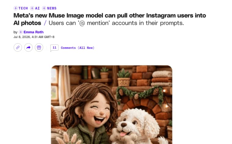 Learn how the Muse Image model allows users to mention Instagram accounts in AI-generated photos for enhanced engagement.