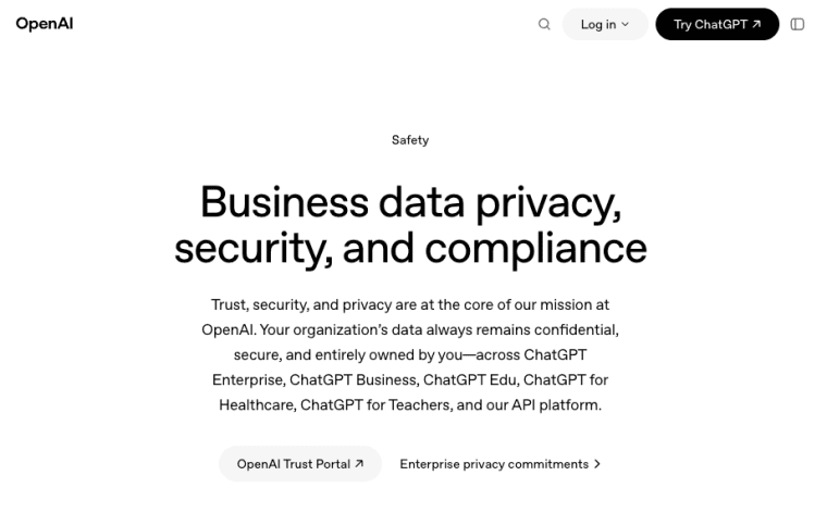 Business security features that protect your data when you turn ChatGPT workflow into an app using enterprise solutions.