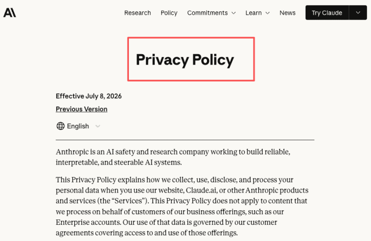 Review data privacy compliance terms before you turn Claude Code recipe into app deployments for users.