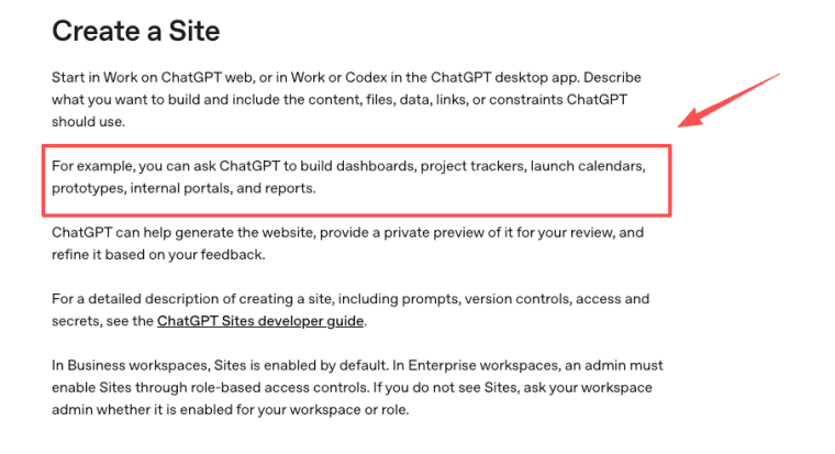 Explore examples of what you can build with ChatGPT Sites, including dashboards, trackers, and portals.