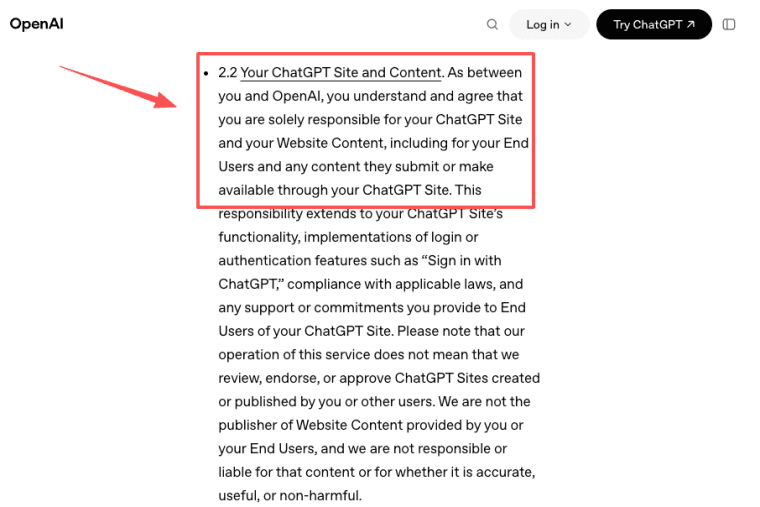 Review content responsibility and legal terms before you master how to use ChatGPT Sites for your projects.