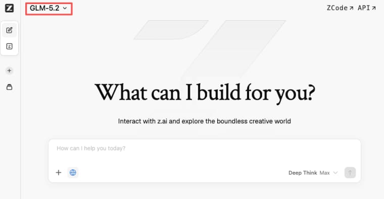Test prompts and chat interfaces interactively when you build AI app GLM-5.2 capabilities on the Z.AI platform.