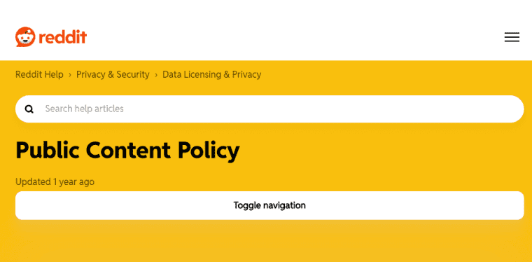 Review Reddit public content policy guidelines when researching legal constraints for any vibe coded saas reddit app.