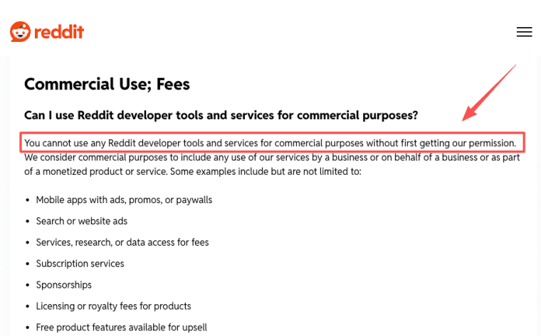Understand commercial use restrictions and developer API terms before building any vibe coded saas reddit integration.