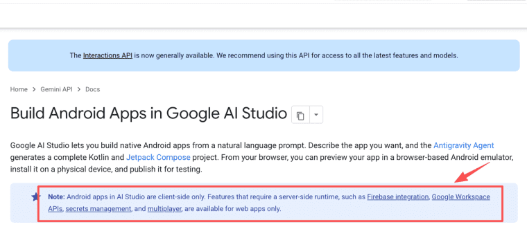 Discover features and client-side limitations when using the google ai studio app builder for mobile software.
