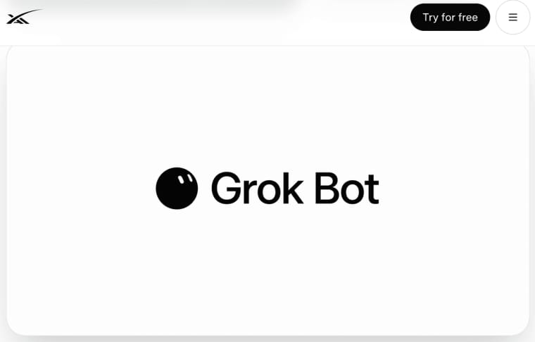 View the official brand logo and minimalist interface presentation designed for the advanced Grok Bot product release.