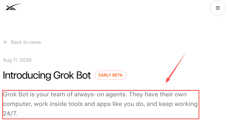 Read the official release announcement details for the new Grok Bot AI app and its autonomous agents.