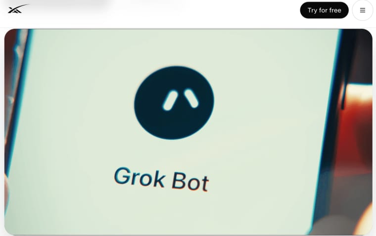 View the mobile interface and brand identity displayed on a device running the Grok Bot AI app.