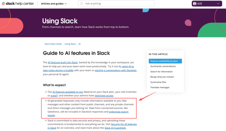 Understand AI response scopes and workspace data integration within a Slack Code vs AI app builder setup.