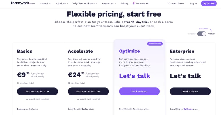 Compare flexible pricing tiers and plans when selecting your ideal project management software with client portal.