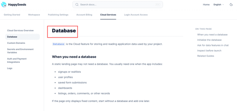 Read documentation on cloud databases and features integrated within a project management software with client portal.
