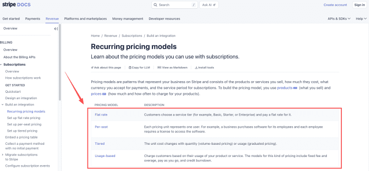 Compare subscription pricing options to monetize digital products for solo experts using Stripe documentation.