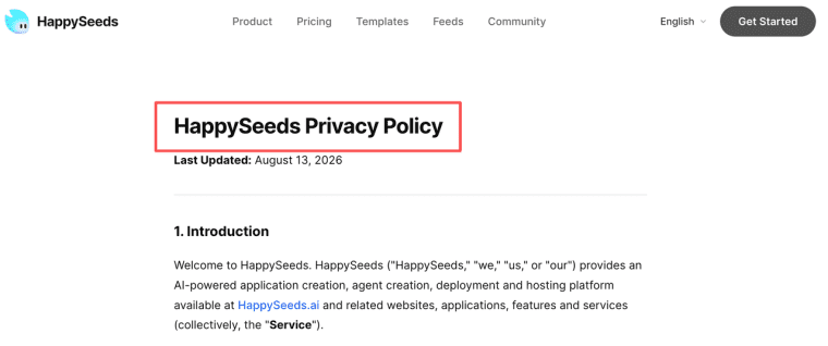 Review the HappySeeds privacy policy while setting up your client onboarding process and data protection standards.