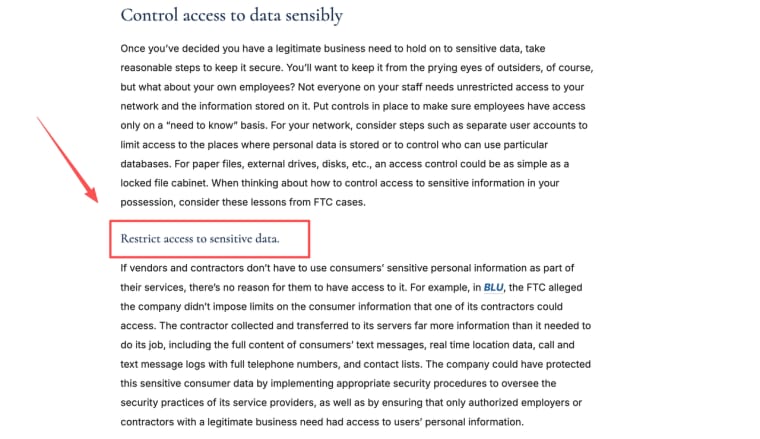 Review data security protocols for restricting access to sensitive info when building an internal tool.