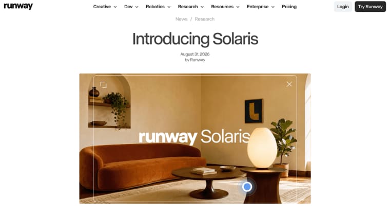 Explore the official launch announcement in this Runway Solaris review showcasing innovative generative video tools.