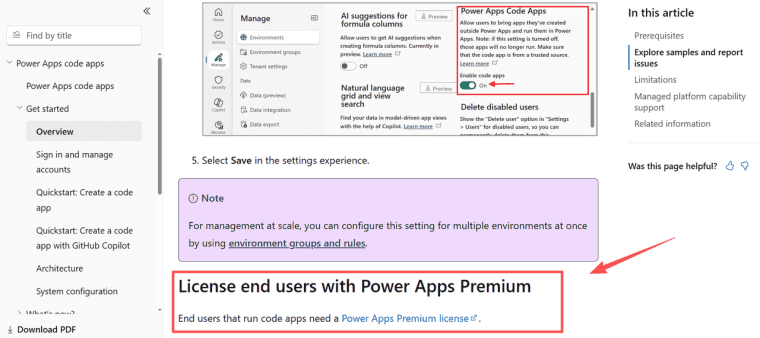 Configure code apps and manage premium user licensing requirements within enterprise low code no code app development.