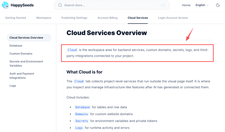 Review backend cloud service configurations and database setups provided by a versatile no code app builder platform.