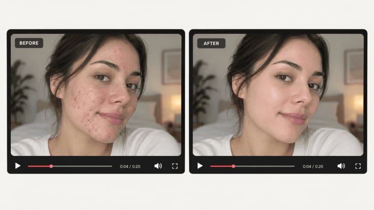 See a dramatic before and after skincare transformation showcased effectively in high-converting ai video ads.