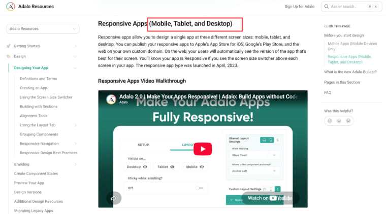 Learn how to design responsive mobile, tablet, and desktop applications using features in the adalo app builder.