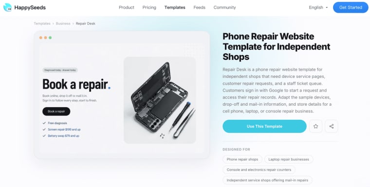 Explore customizable templates that help independent service shops create a client portal for repair requests.