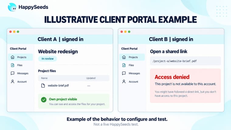 Test permission settings and access rules when you create a client portal for multiple active user accounts.