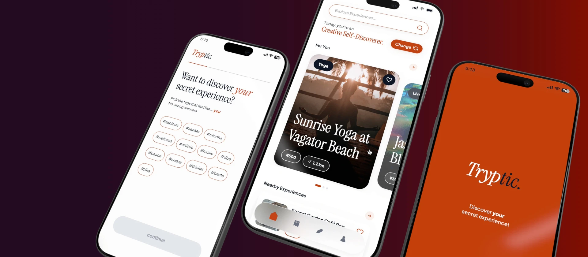 Trypic travel app design