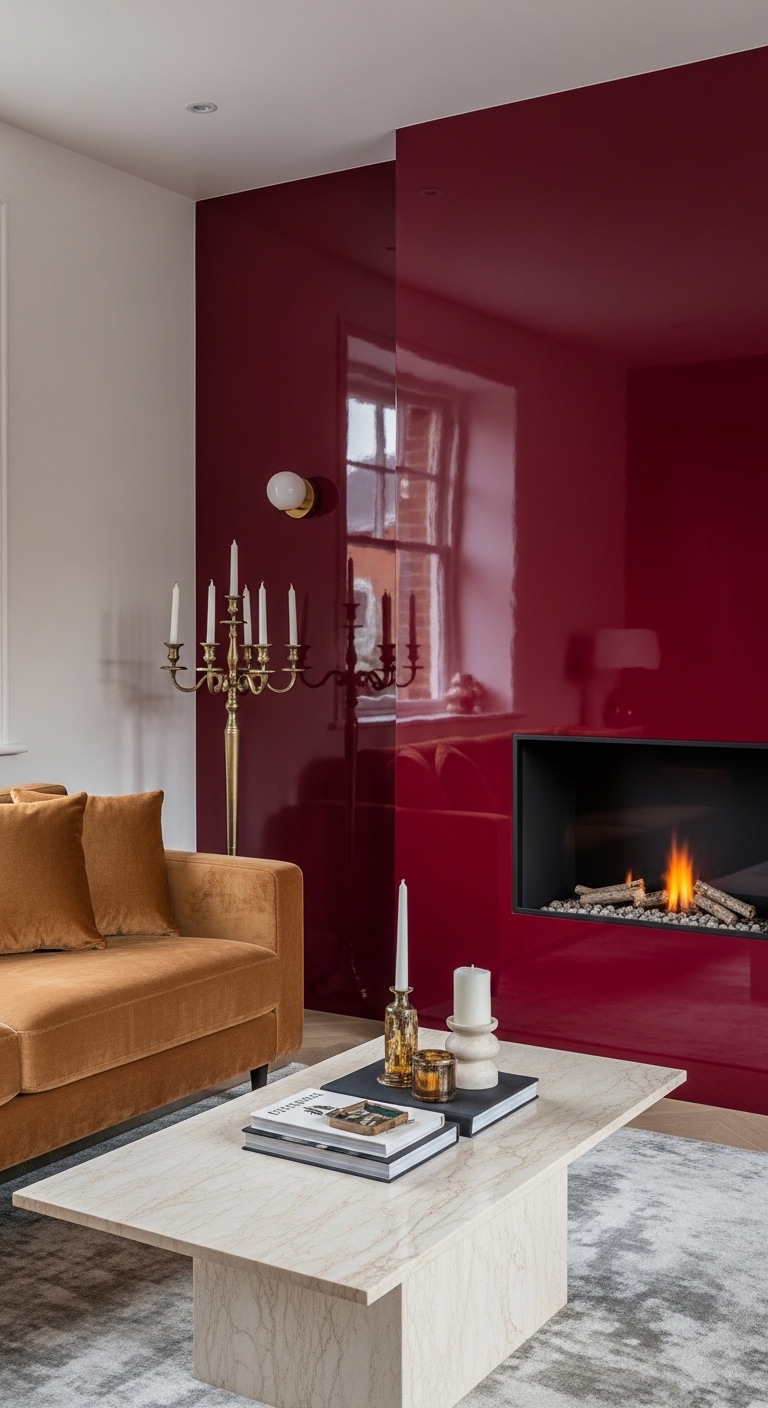 Glossy Red Wall Sparks Velvet Luxury Glow