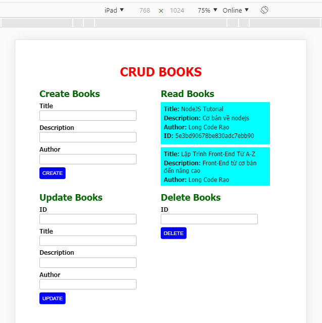 Hướng Dẫn Xây Dựng Web CRUD Books Với NodeJS, Express và MongoDB