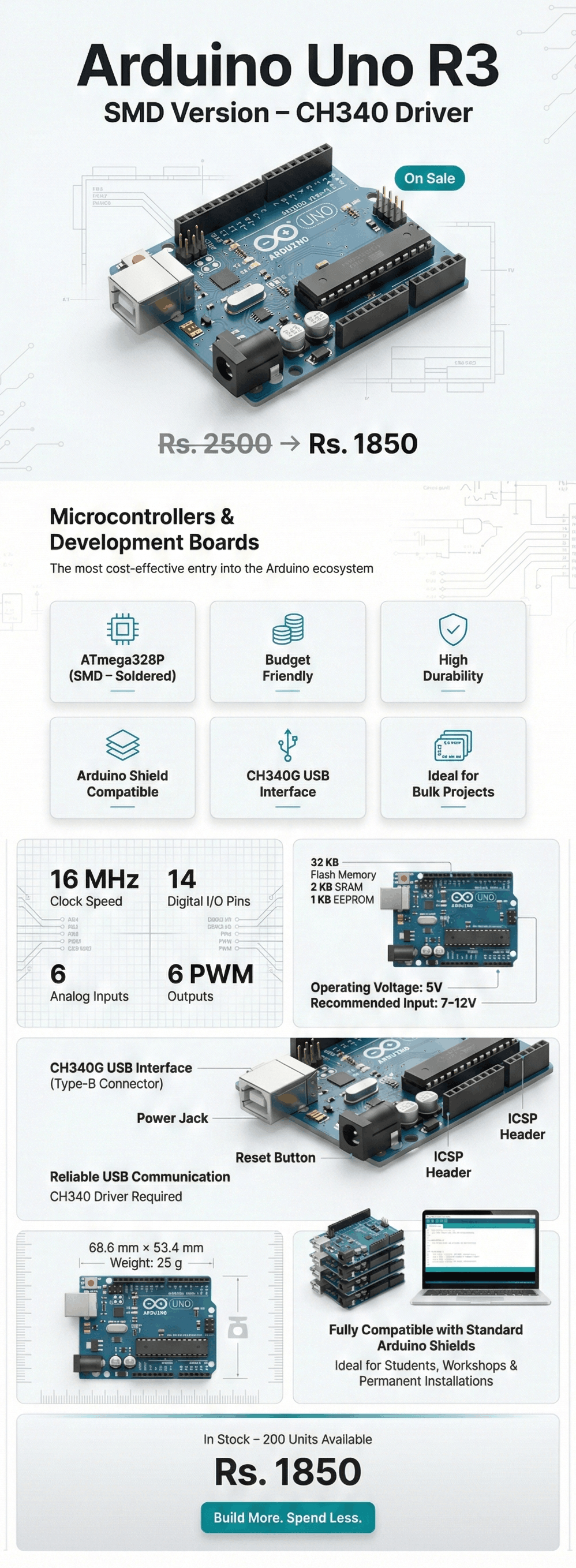 Arduino Uno R3 (SMD Version - CH340 Driver) Technical Guide