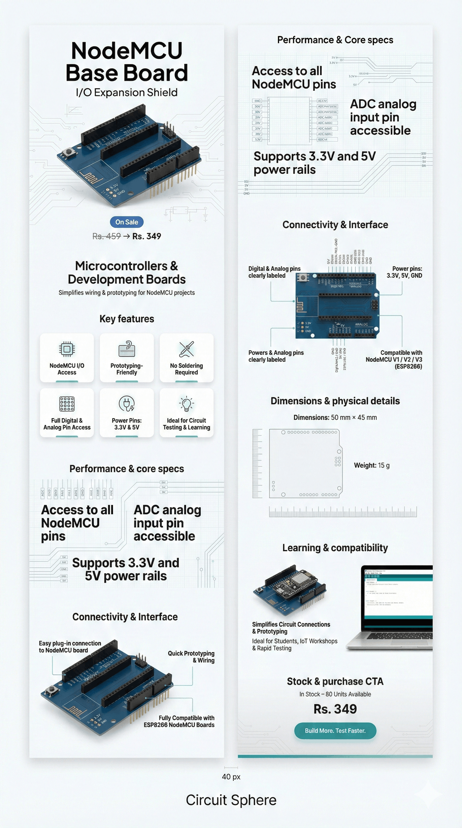 NodeMCU Base Board (I/O Expansion Shield) Technical Guide