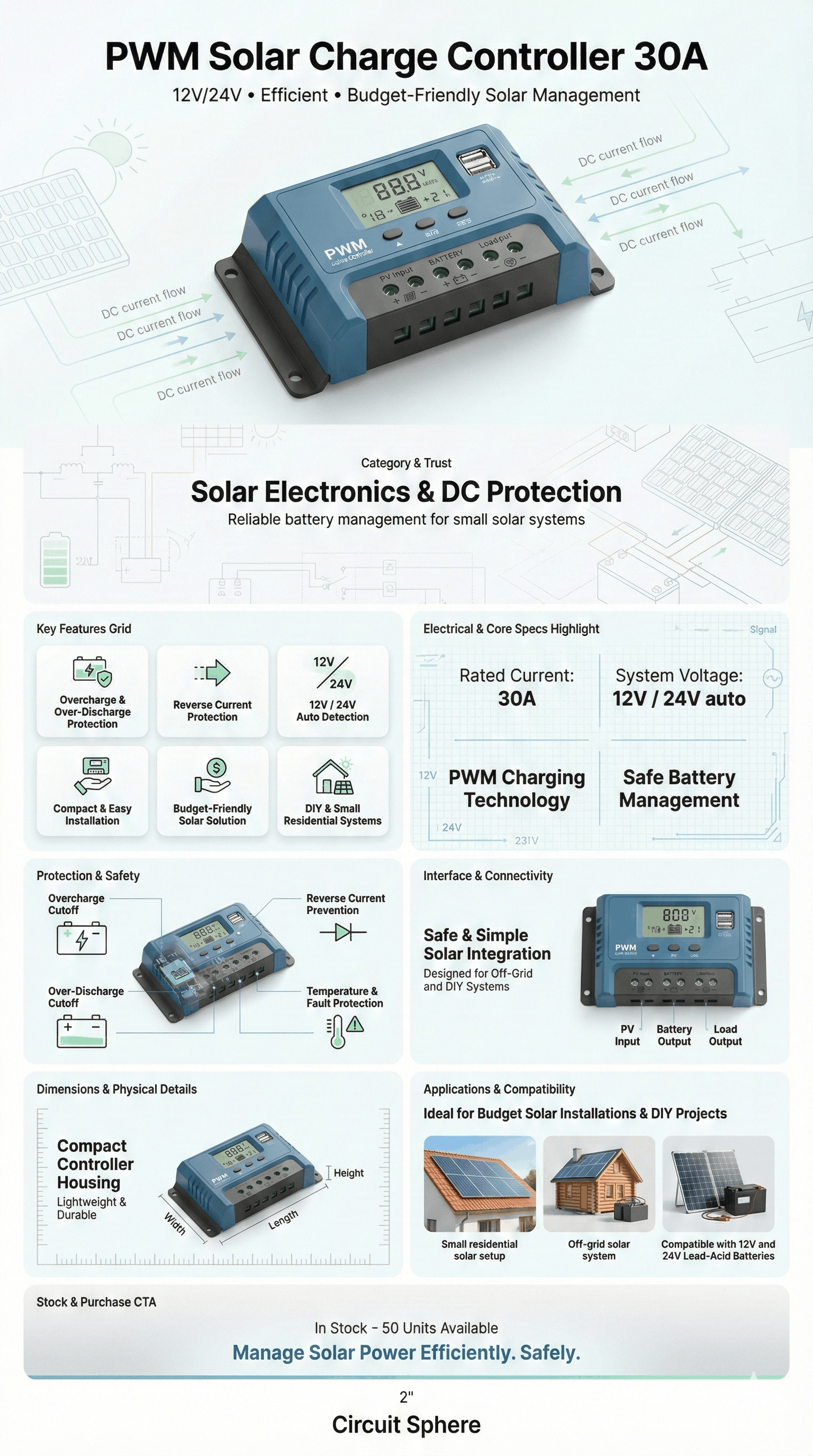 PWM Solar Charge Controller 30A (12V/24V) (Budget Solar) Technical Guide