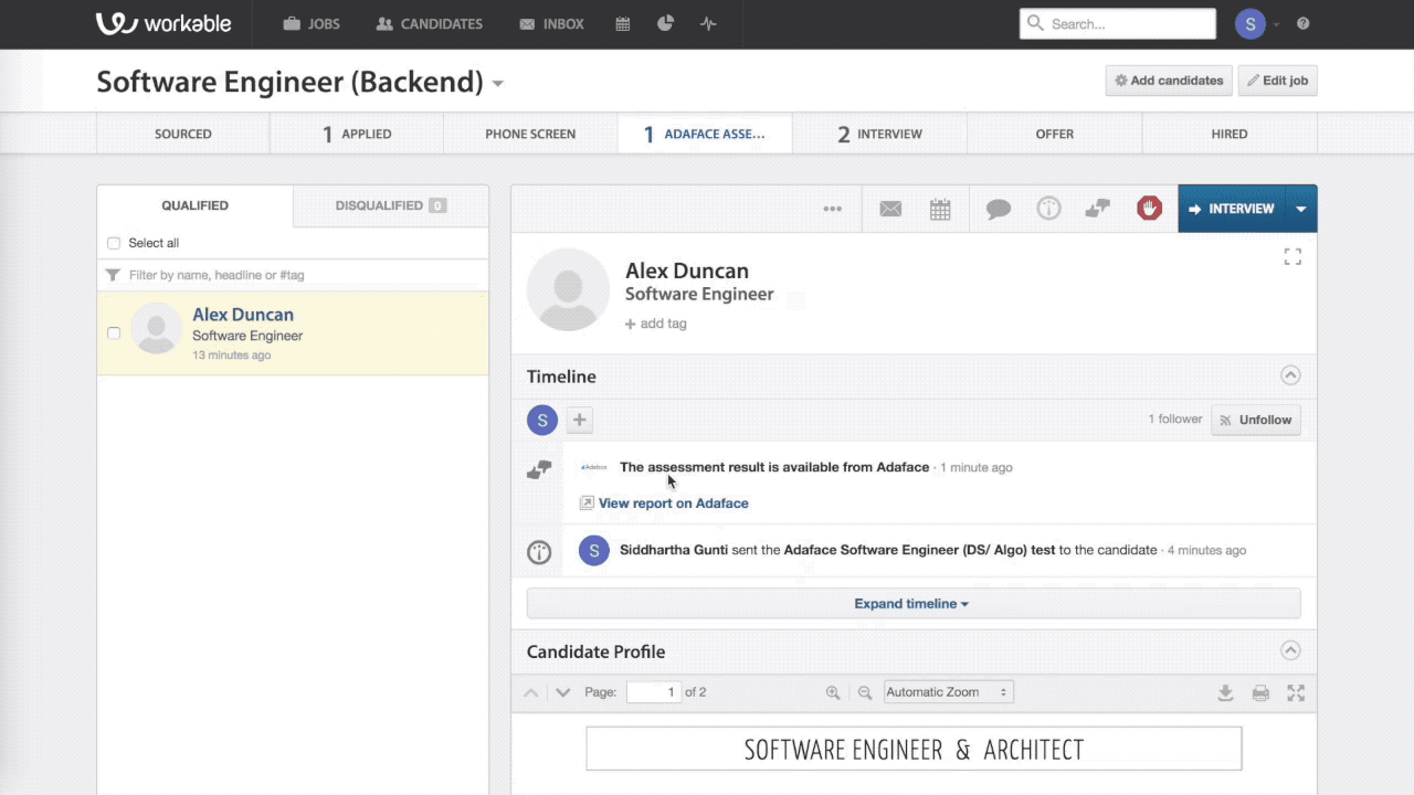 Viewing candidate scorecards from Workable