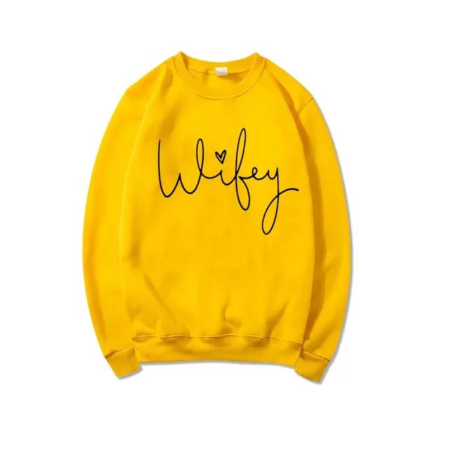 Wifey Sudadera para  con suéter de cuello redondo con estampado, ideal para regalo de compromiso