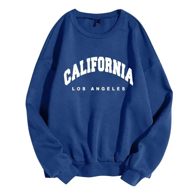 Sudaderas con capucha de manga larga para mujer, jersey con estampado de letras de California, cuello redondo, ropa de calle de Hip Hop