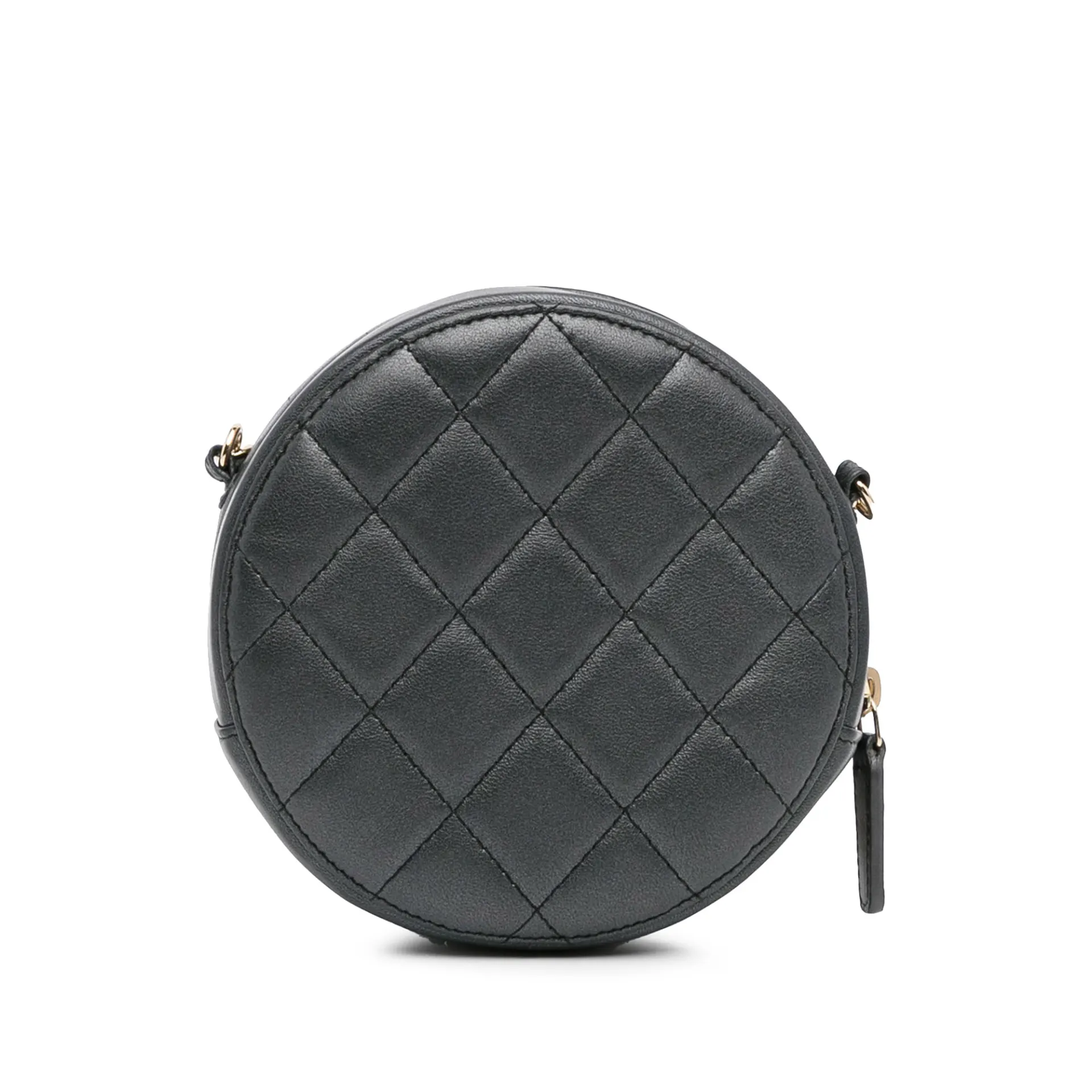 Chanel Quilted Lambskin Round Pearl Clutch With Chain