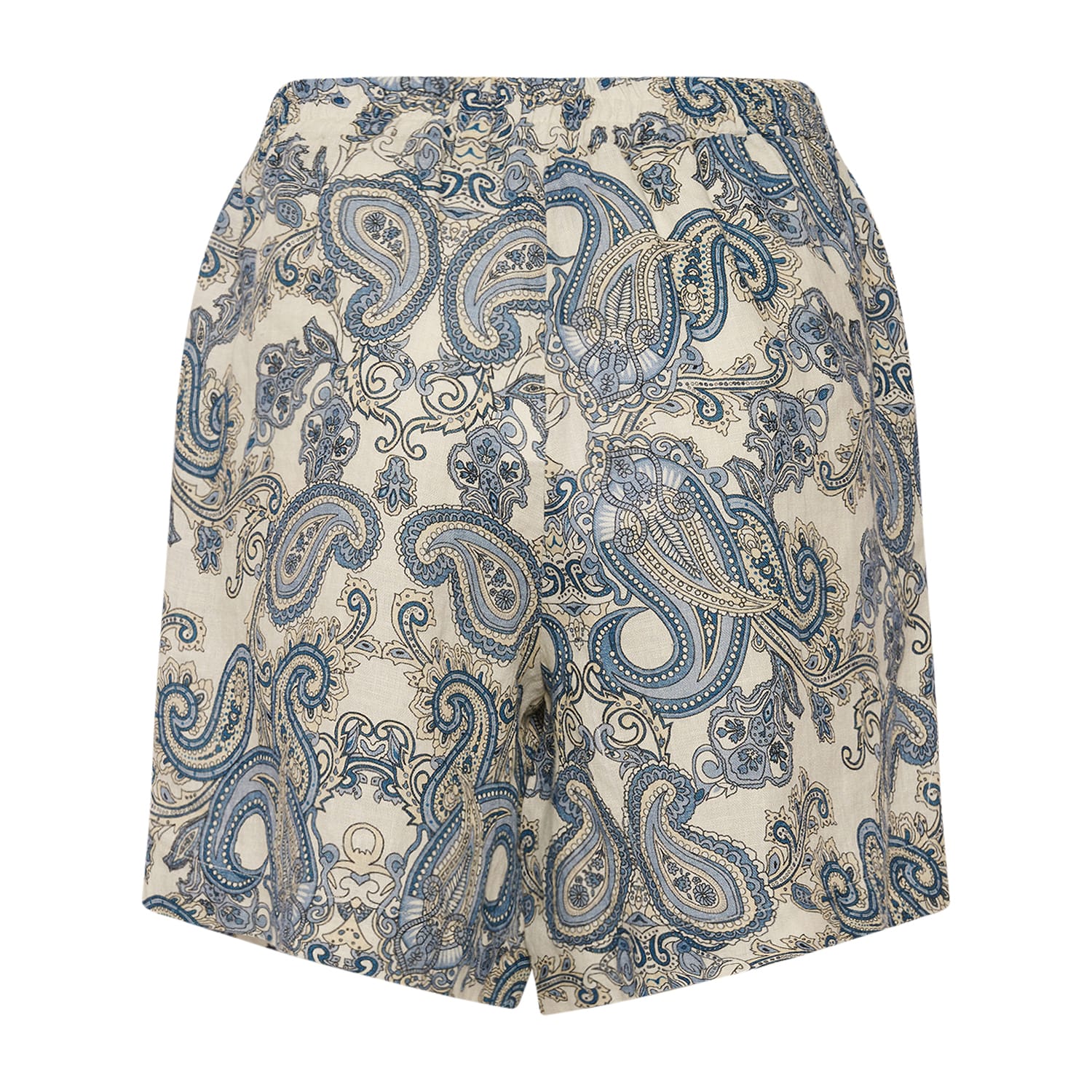 Tracy, Shorts, Paisley, Linen - Blue Paisley Print