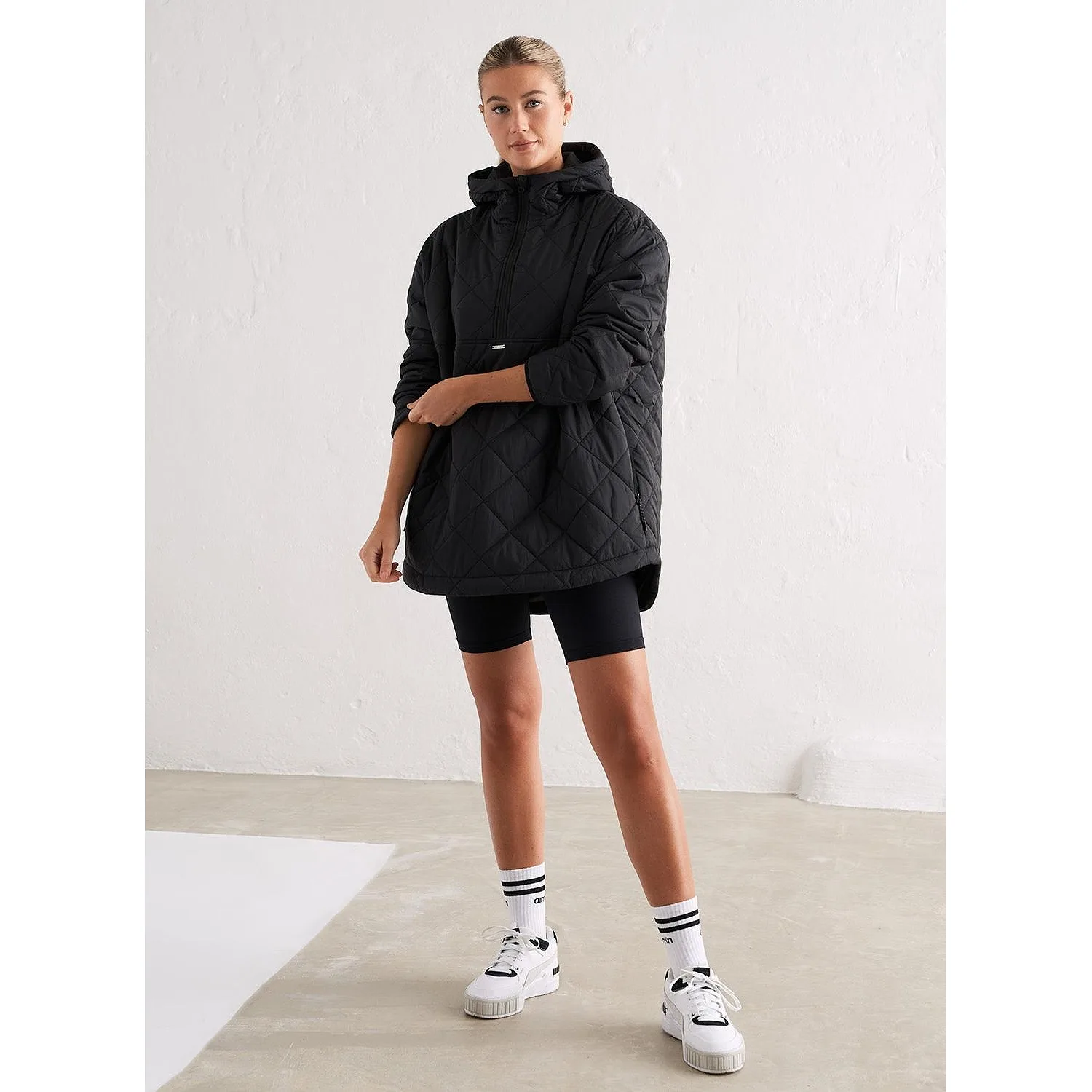 Black Oversized Quilted Anorak