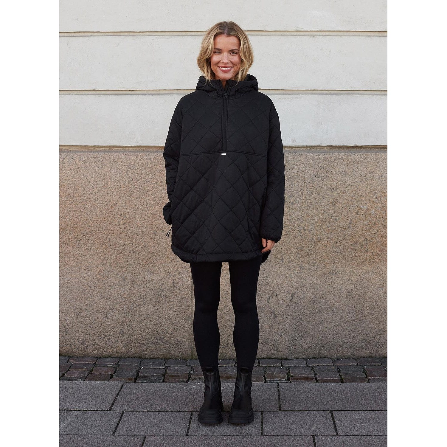 Black Oversized Quilted Anorak