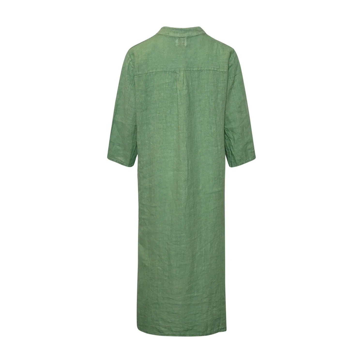 18970p,  Long Shirt Dress With Pocket, Linen - Dusty Mint